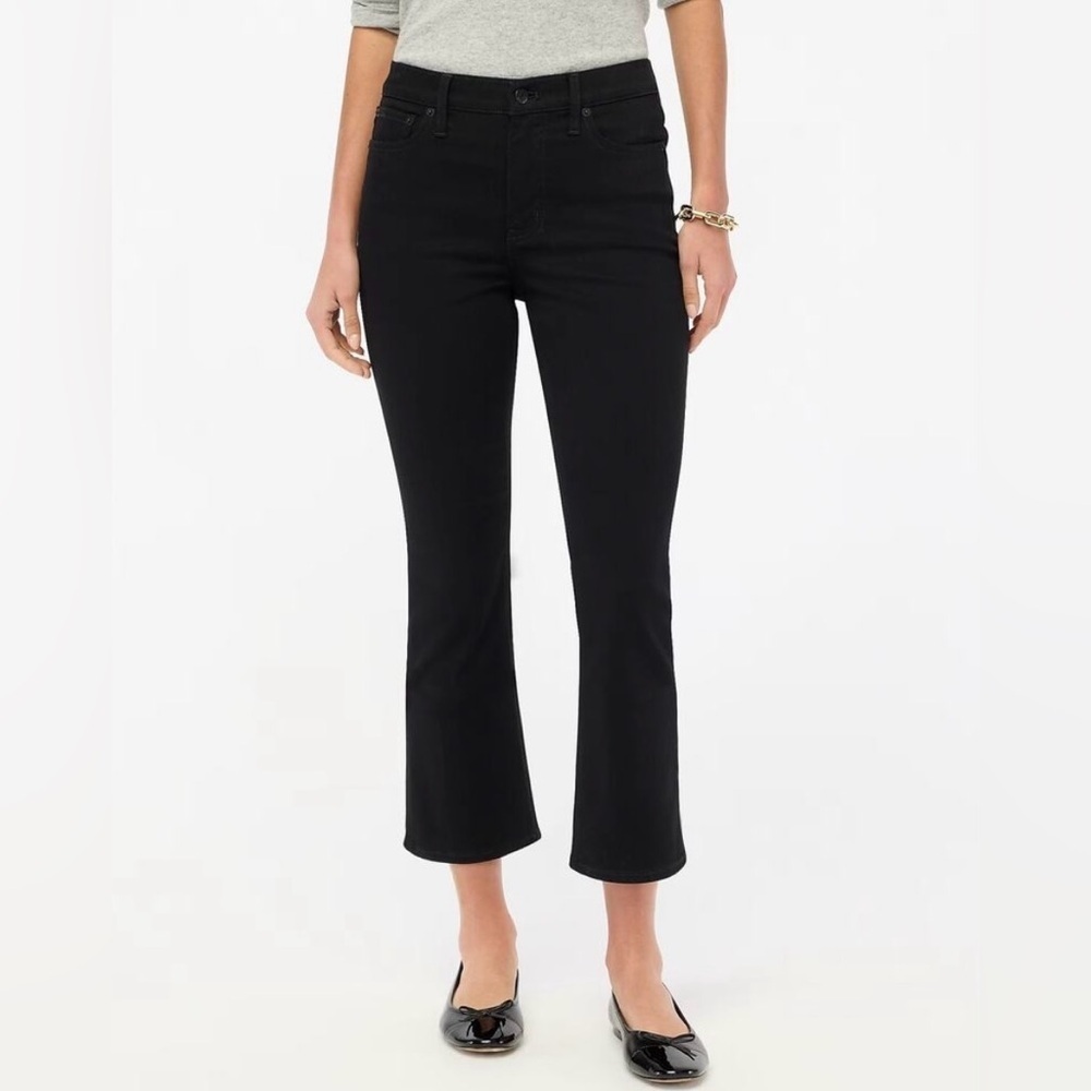 NWT J. Crew Factory Black Mid Rise Flare Crop Jean, Plus Size 35